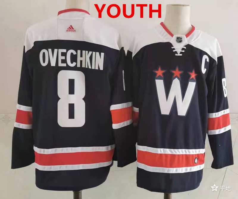 Youth Washington Capitals #8 Alex Ovechkin Navy Blue Adidas Stitched NHL Jersey->nhl youth jerseys->NHL Jersey